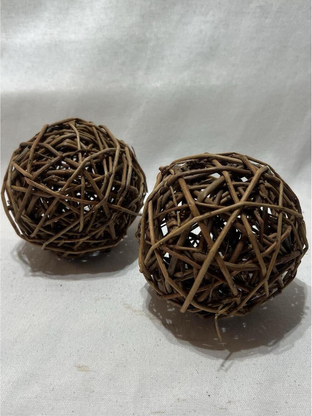 2 Wicker Ball Bowl Filler Decoration